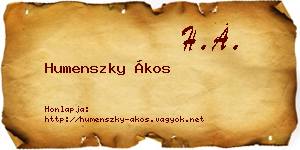 Humenszky Ákos névjegykártya