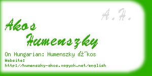 akos humenszky business card